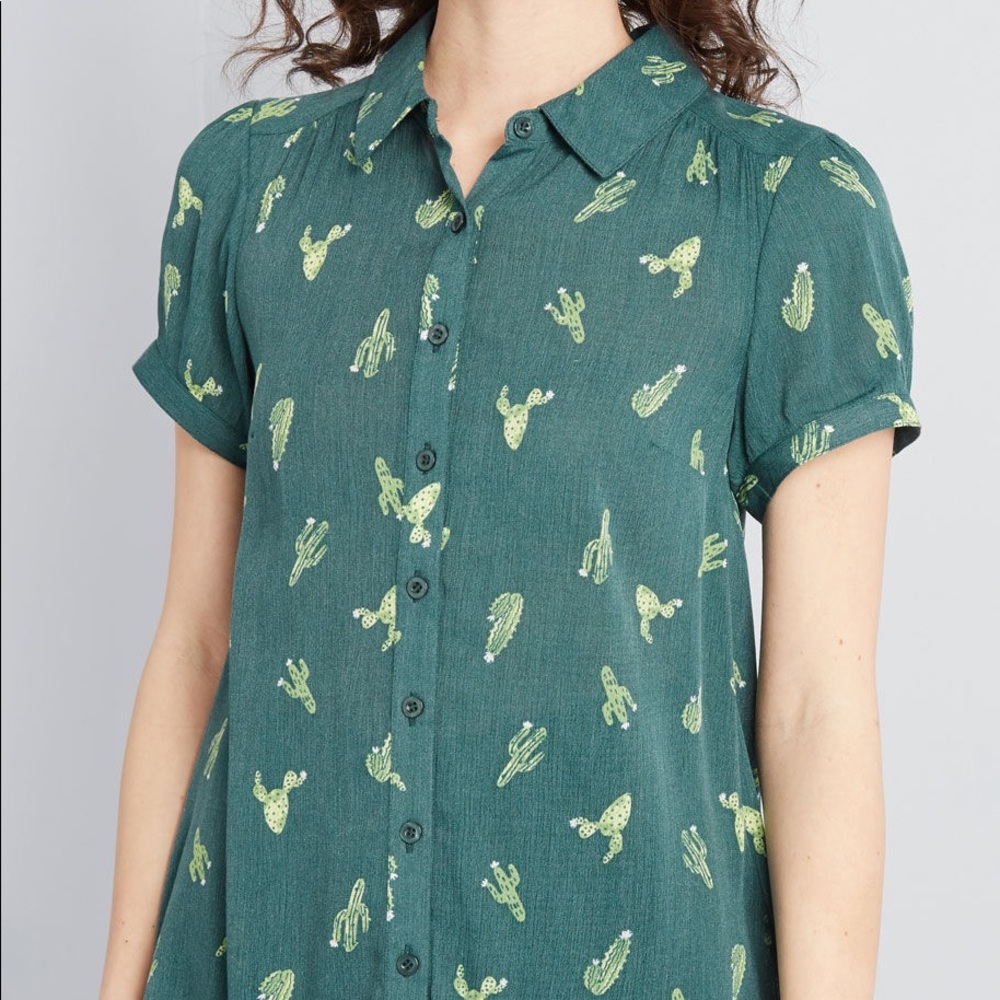 Green ModCloth Breezy Peasy Button-Up Top